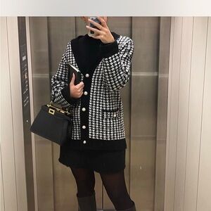 Mango houndstooth cardigan